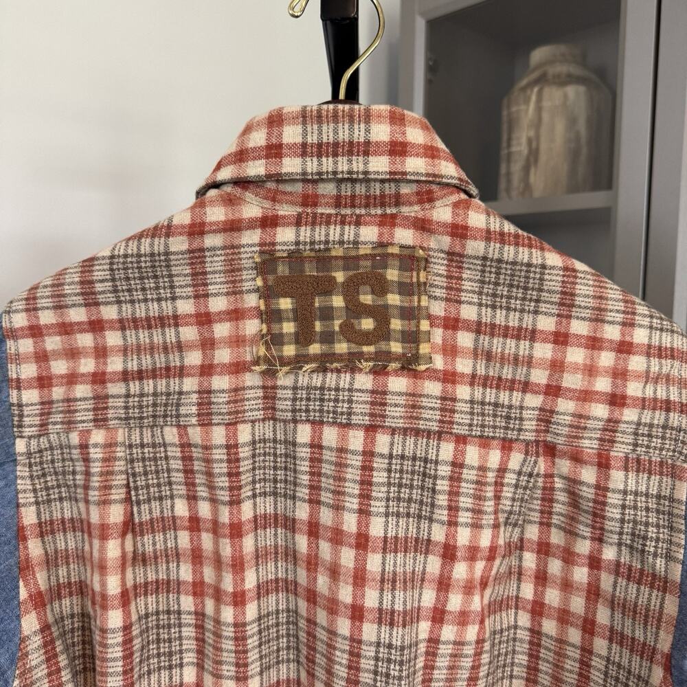 Todd Snyder Sample Wool Chambray Patchwork Button… - image 5